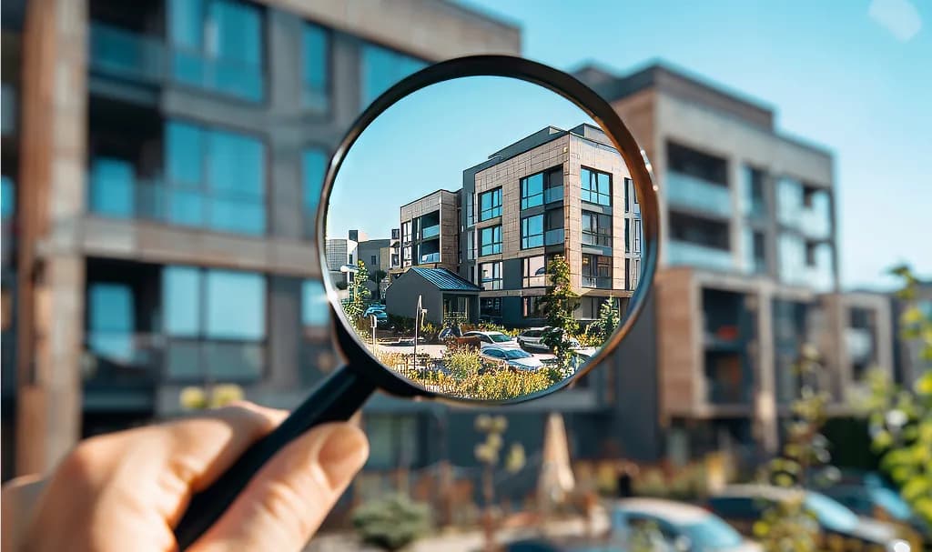 Pohľad cez lupu na buduvu